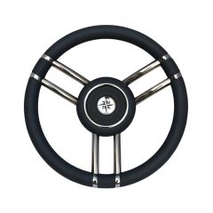Osculati 350mm Apollo Stainless & Polyurethane Steering Wheel - Black