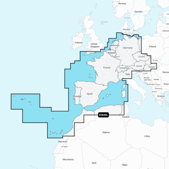 Garmin Navionics+ Chart: EU646L - Europe  Central & West
