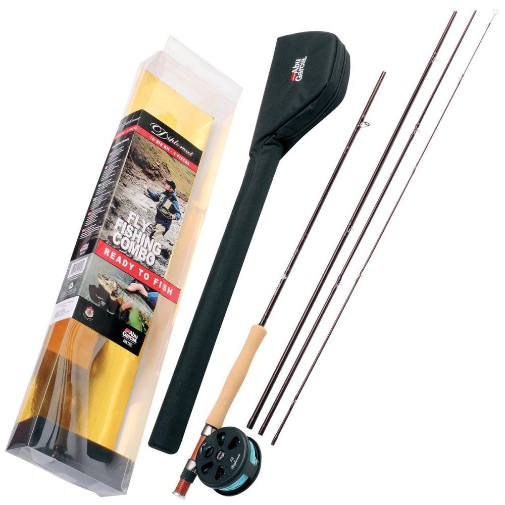 Abu Garcia Diplomat 9ft 904 LH 4 Piece Carbon Fly Rod with Reel Combo 1132458 