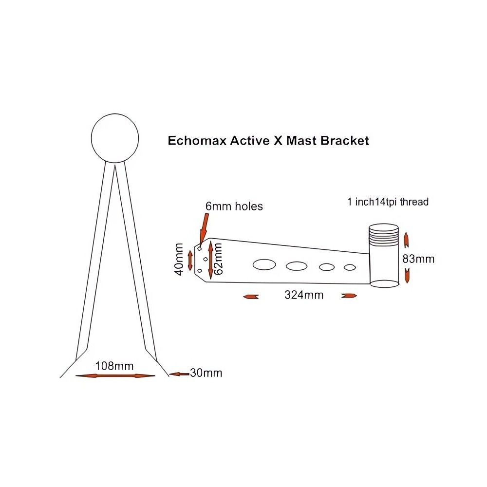 Echomax Mast Mount Bracket for ActiveX / VHF / TV / GPS / AIS - 314mm