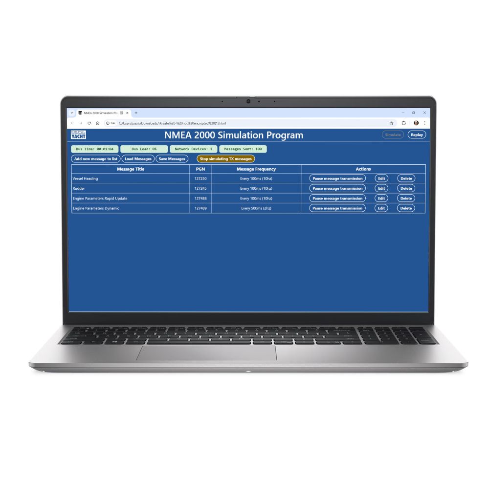 Digital Yacht NMEA 2000 Simulator Software & iKreate