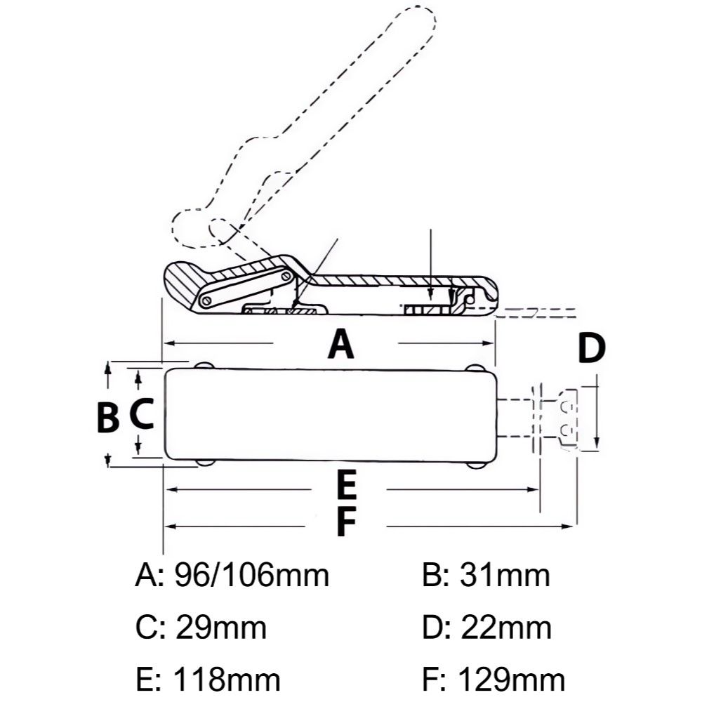 Osculati 38.200.01 Anti-Vibration Rubber Peak Latch - Black