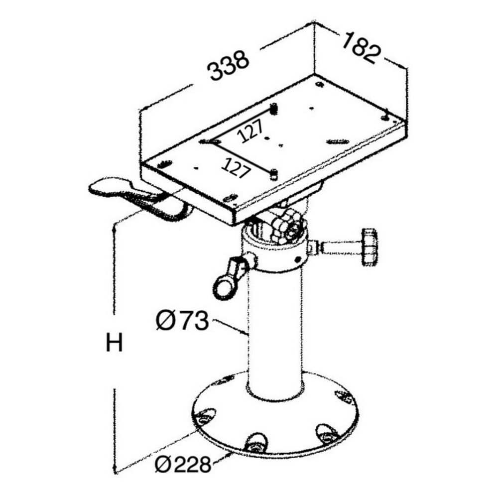 Osculati Seat Base and Column Pedestal With Swivel - 340-470mm