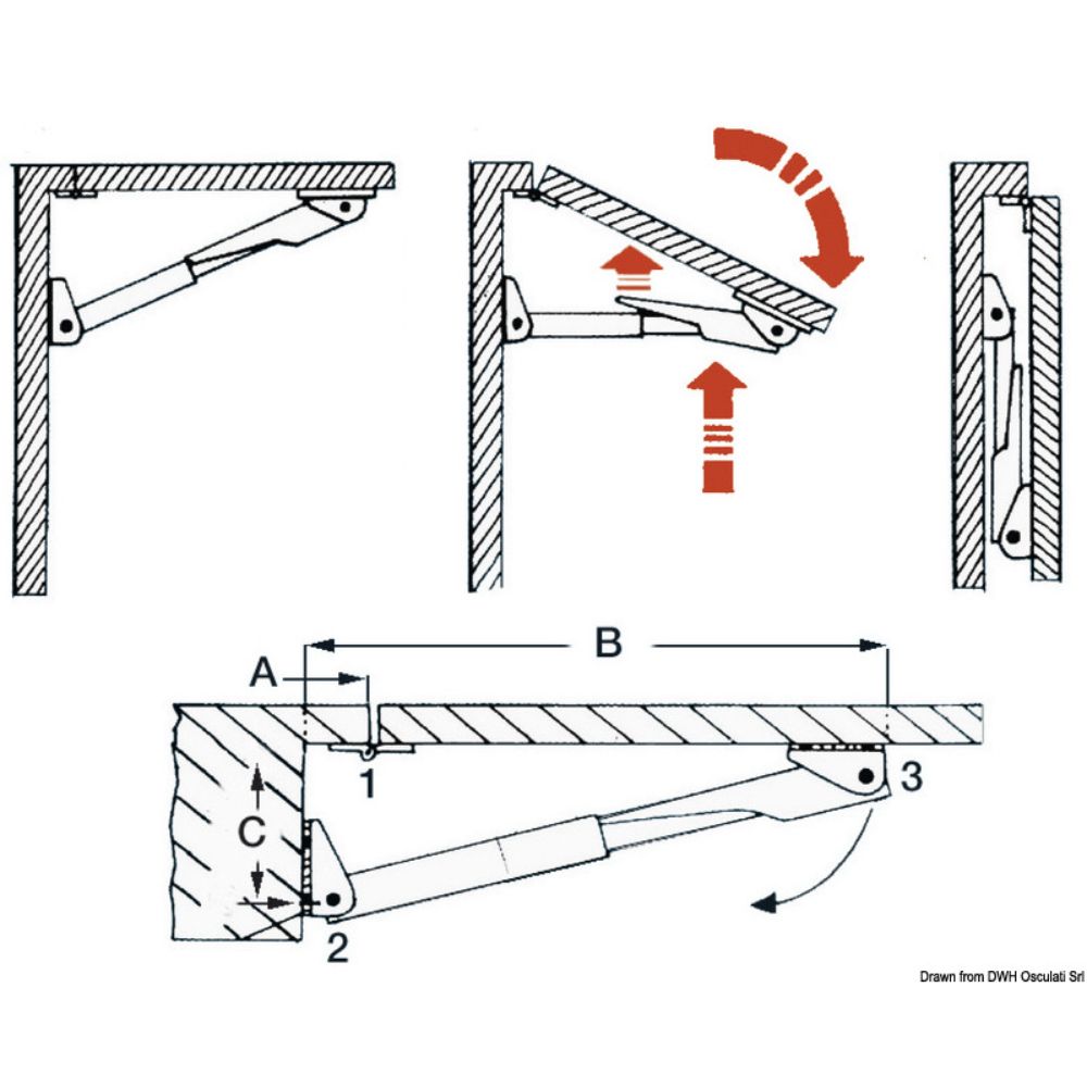 Osculati Rakego Folding Table Arm - 247mm