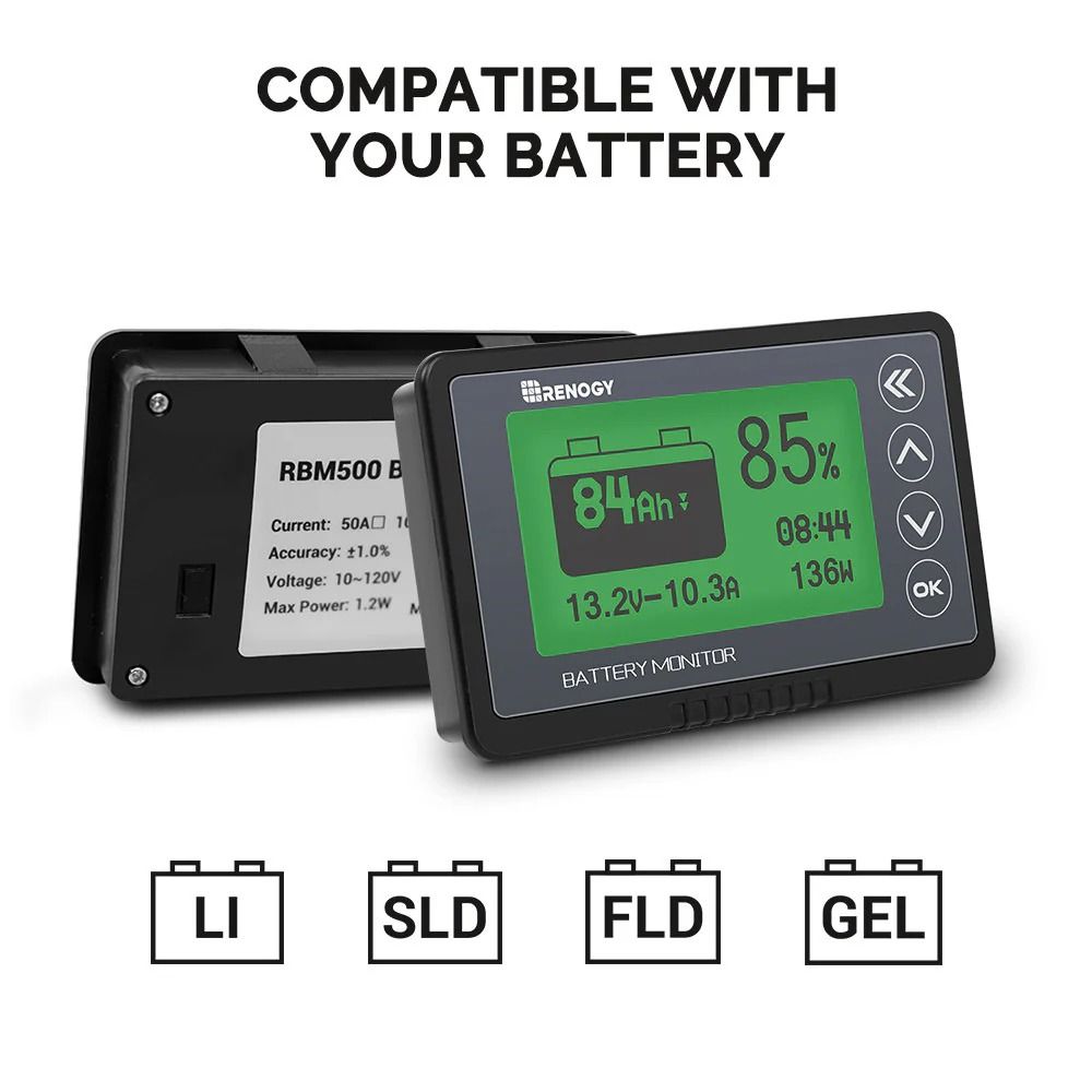 Renogy Battery Monitor with Shunt - 500A