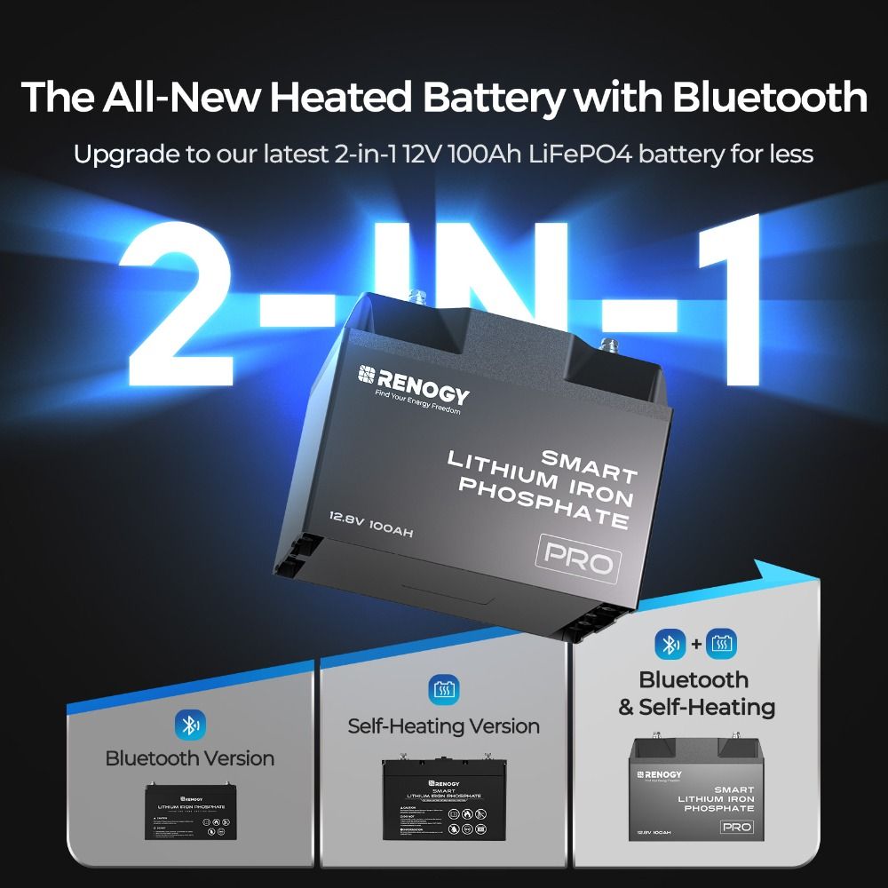 Renogy Pro Deep Cycle Lithium Battery With BT & Heating - 12V 100Ah 