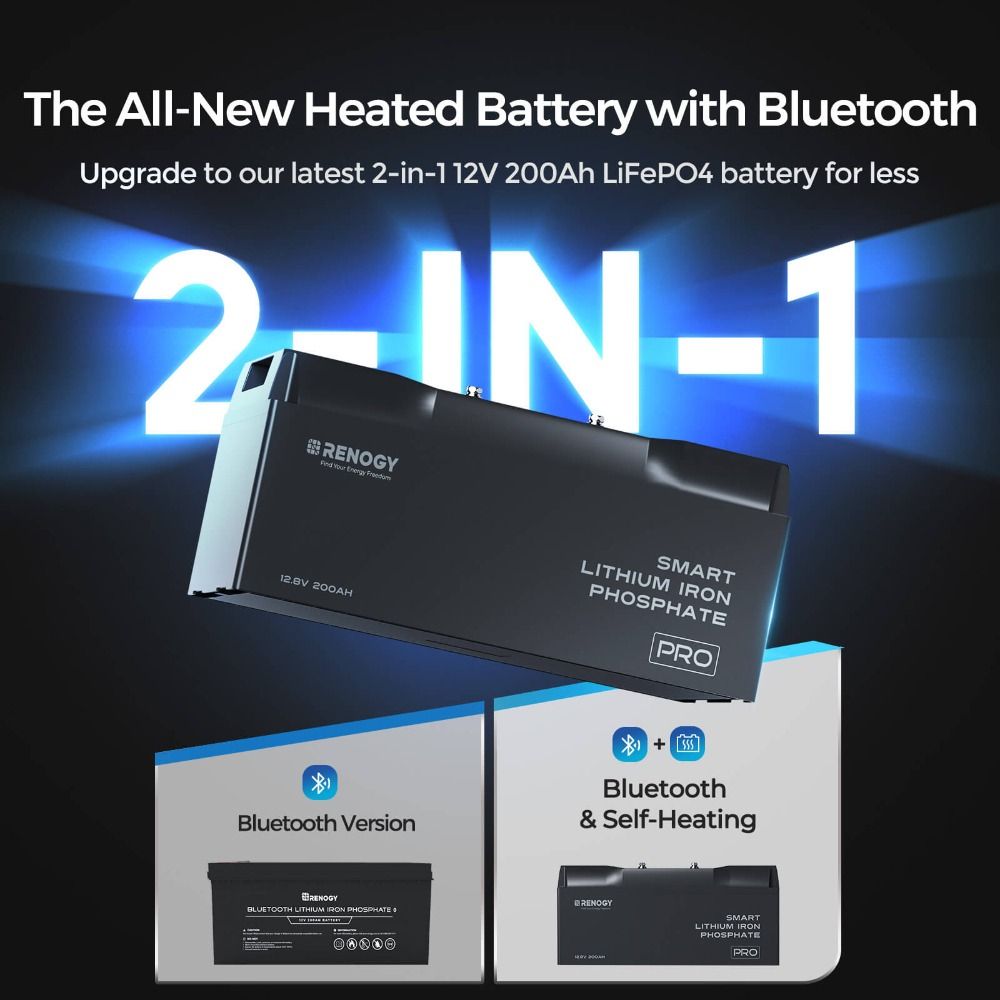Renogy Pro Deep Cycle Lithium Battery With BT & Heating - 12V 200Ah 