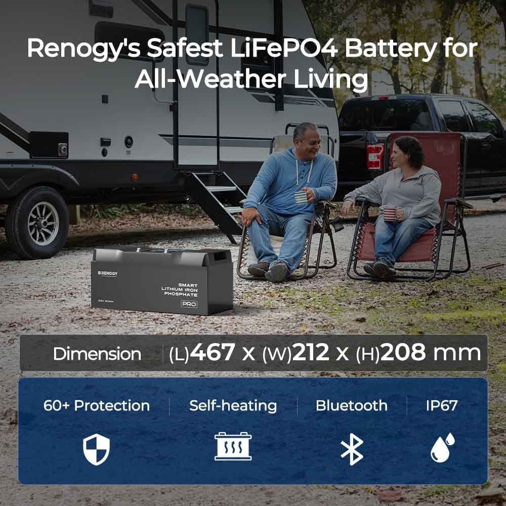 Renogy Pro Deep Cycle Lithium Battery With BT & Heating - 12V 200Ah 