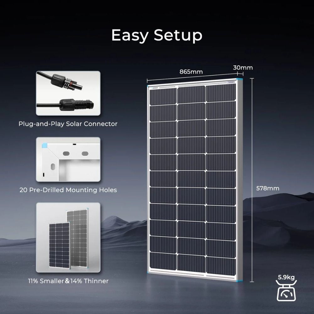 Renogy 100W Narrow Rigid Solar Panel