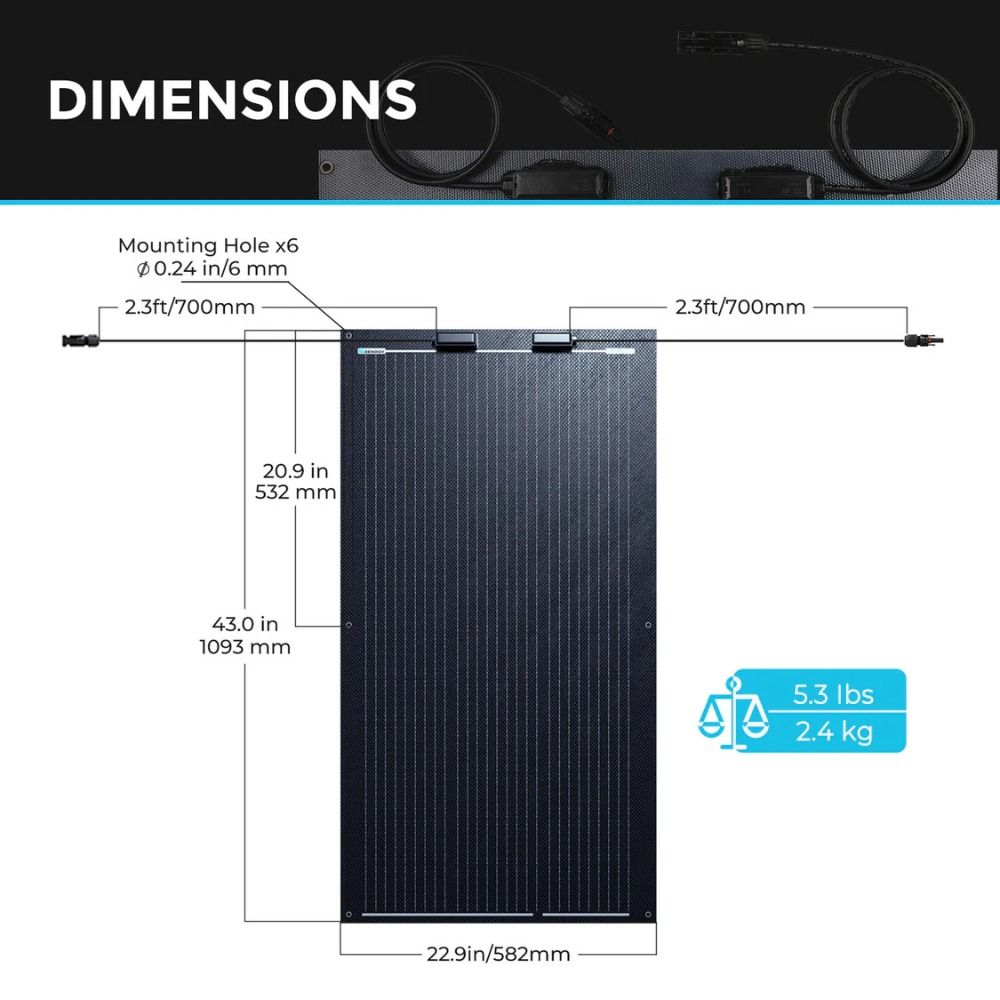 Renogy 100W Lightweight Flexible Monocrystalline Solar Panel