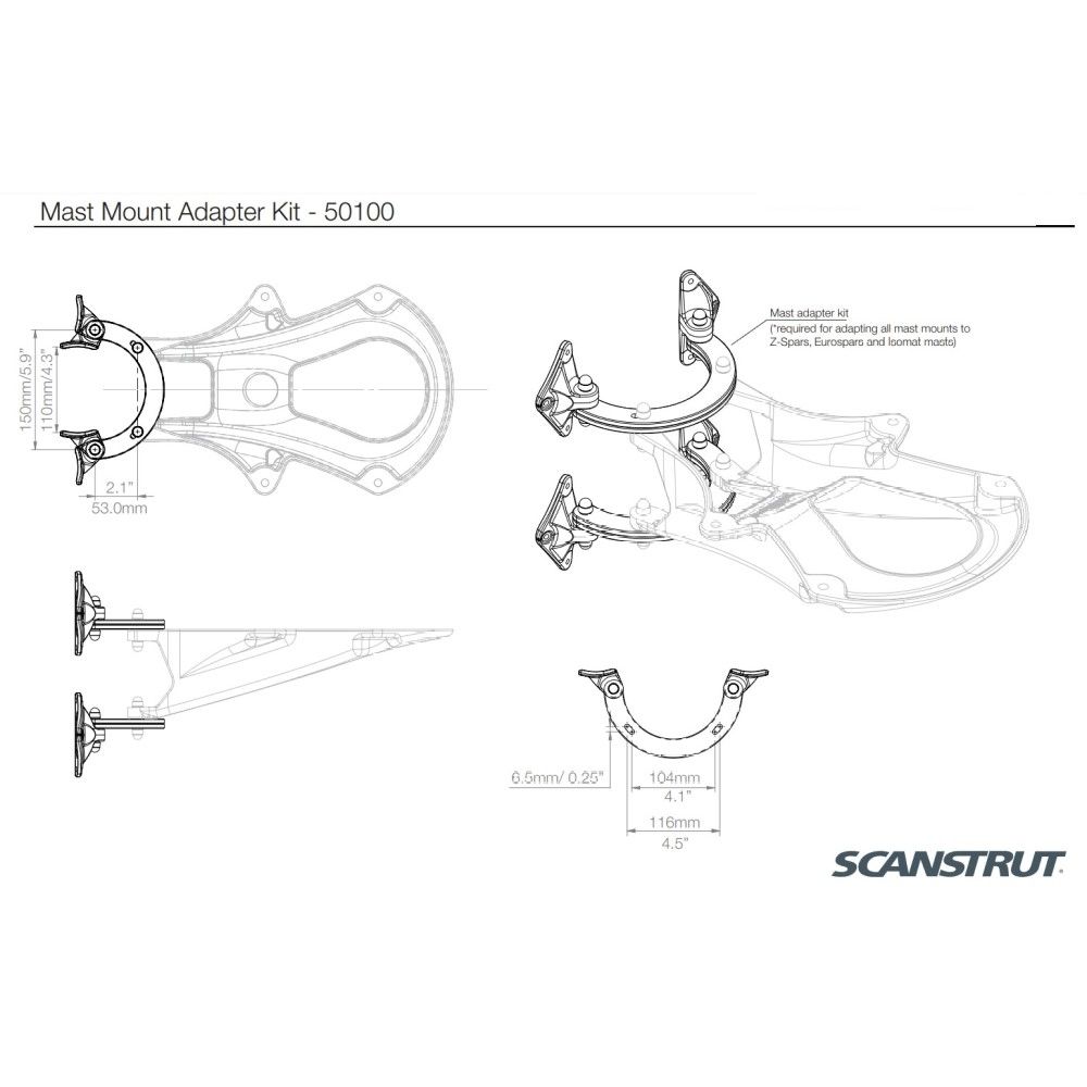 Scanstrut 50100 Mast Mount Adapter Kit