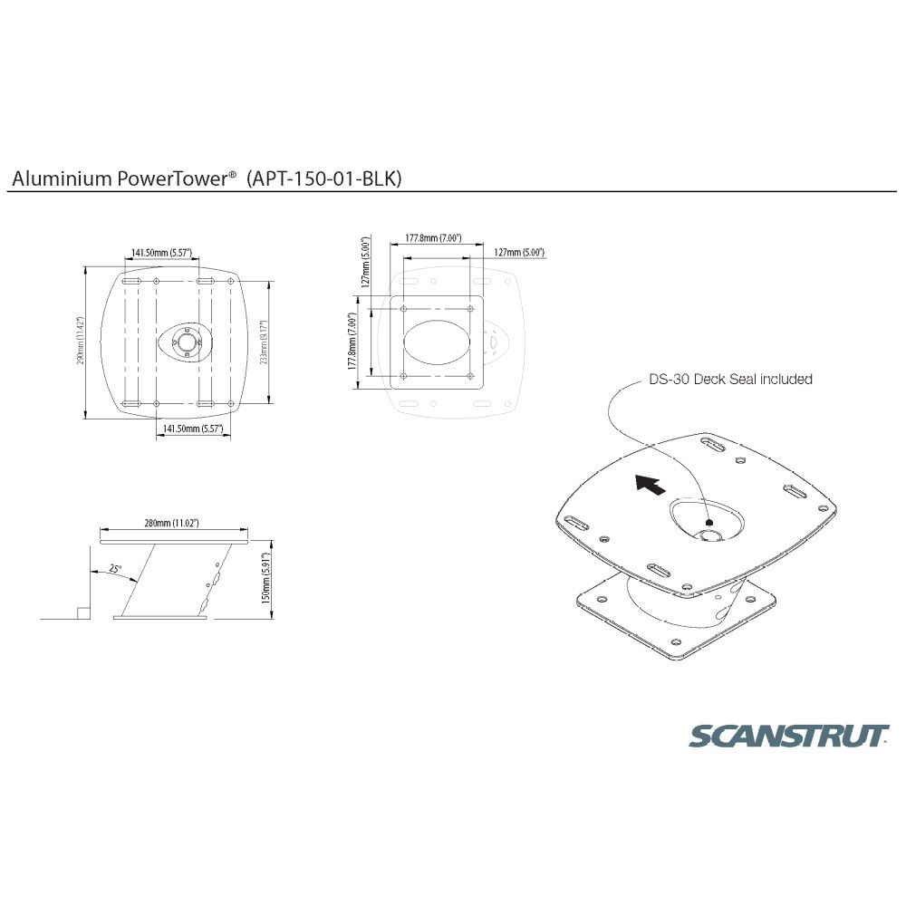 Scanstrut APT-150-01-BLK Aluminium PowerTower - Black