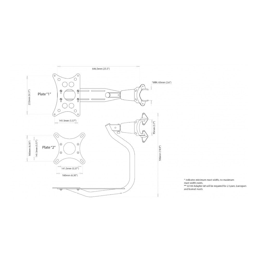 Scanstrut LMM-2 Self-Levelling Mast Mount