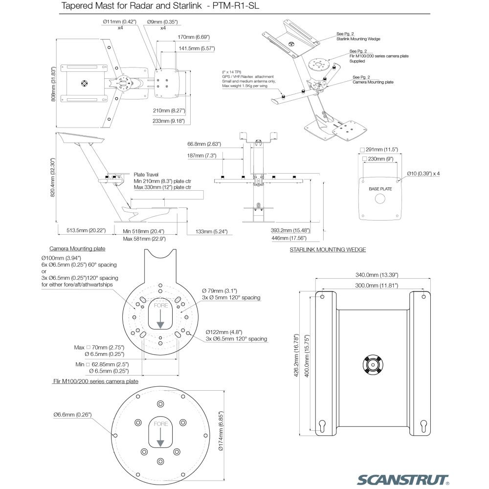 Scanstrut PTM-R1-SL Starlink & Radar Tapered Mast