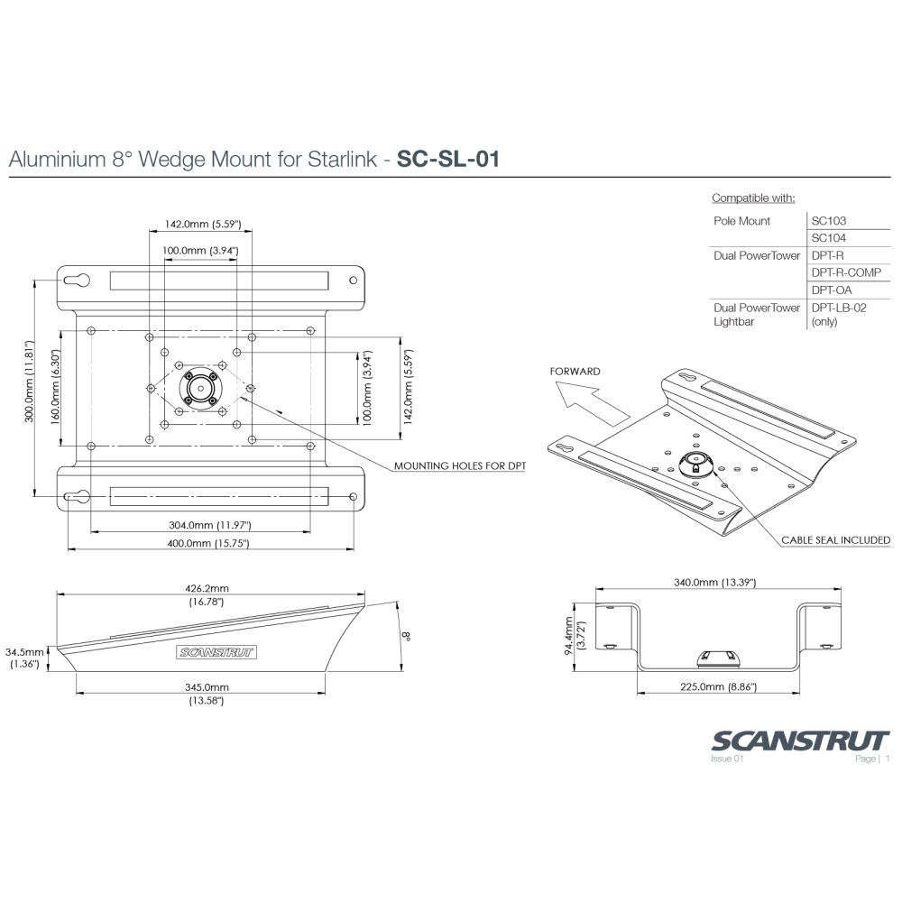 Scanstrut SC-SL-01 Starlink Aluminium Wedge Mount