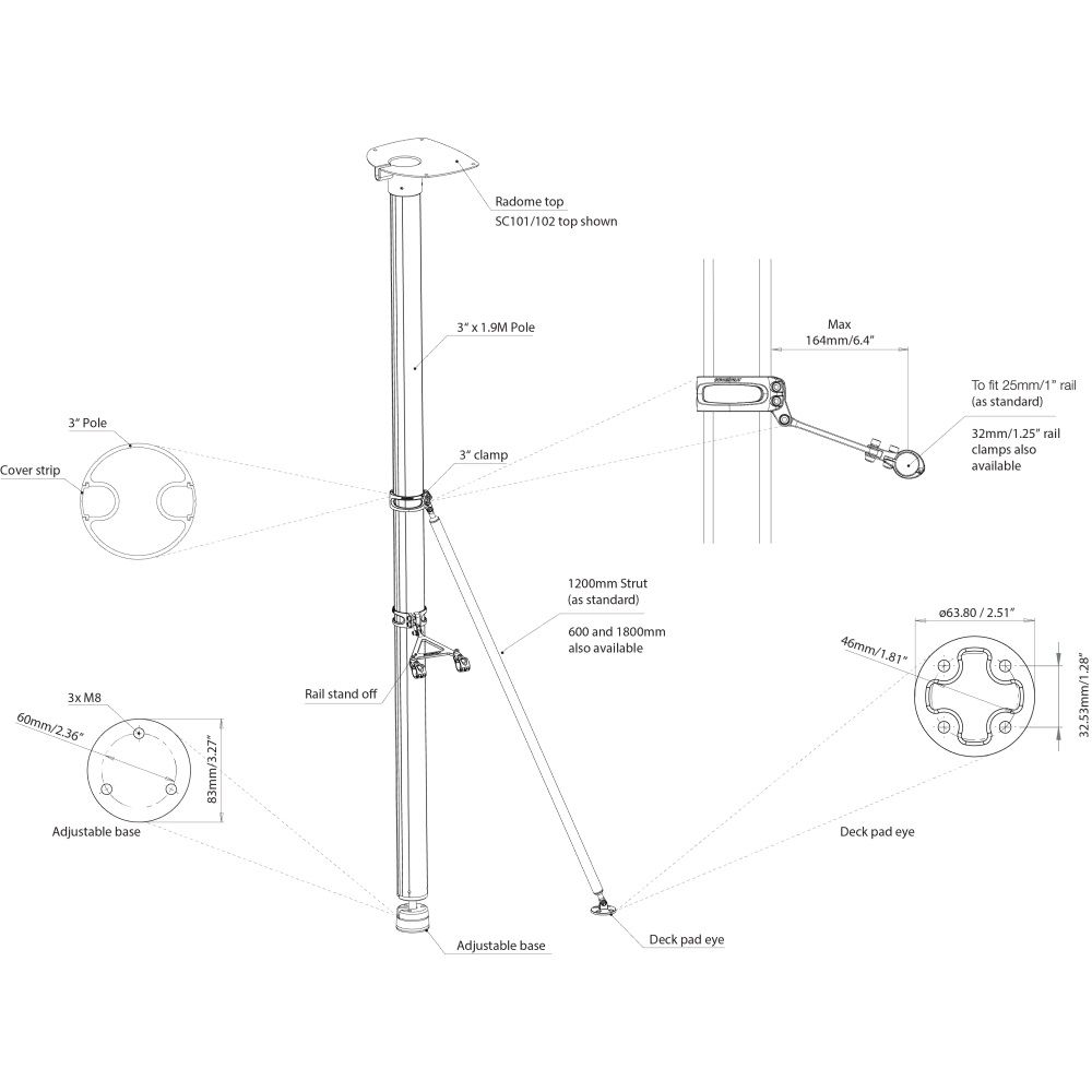 Scanstrut SC101 Radar Pole Mount - 1.9m