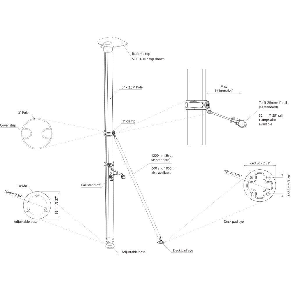 Scanstrut SC104 Radar Pole Mount - 2.5m