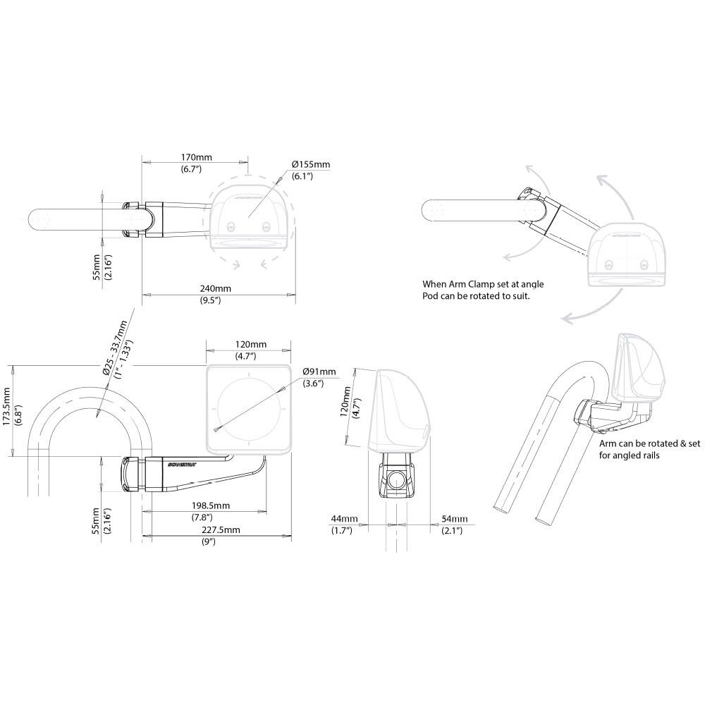 Scanstrut SPR-1i-AM Pre-Cut Arm Mounted Instrument ScanPod