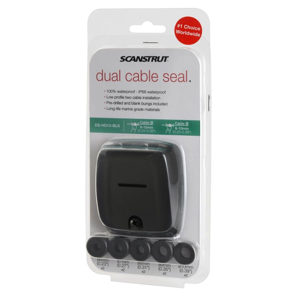 Scanstrut DS-HD10-BLK Black Horizontal Double Cable Seal 6 - 10mm