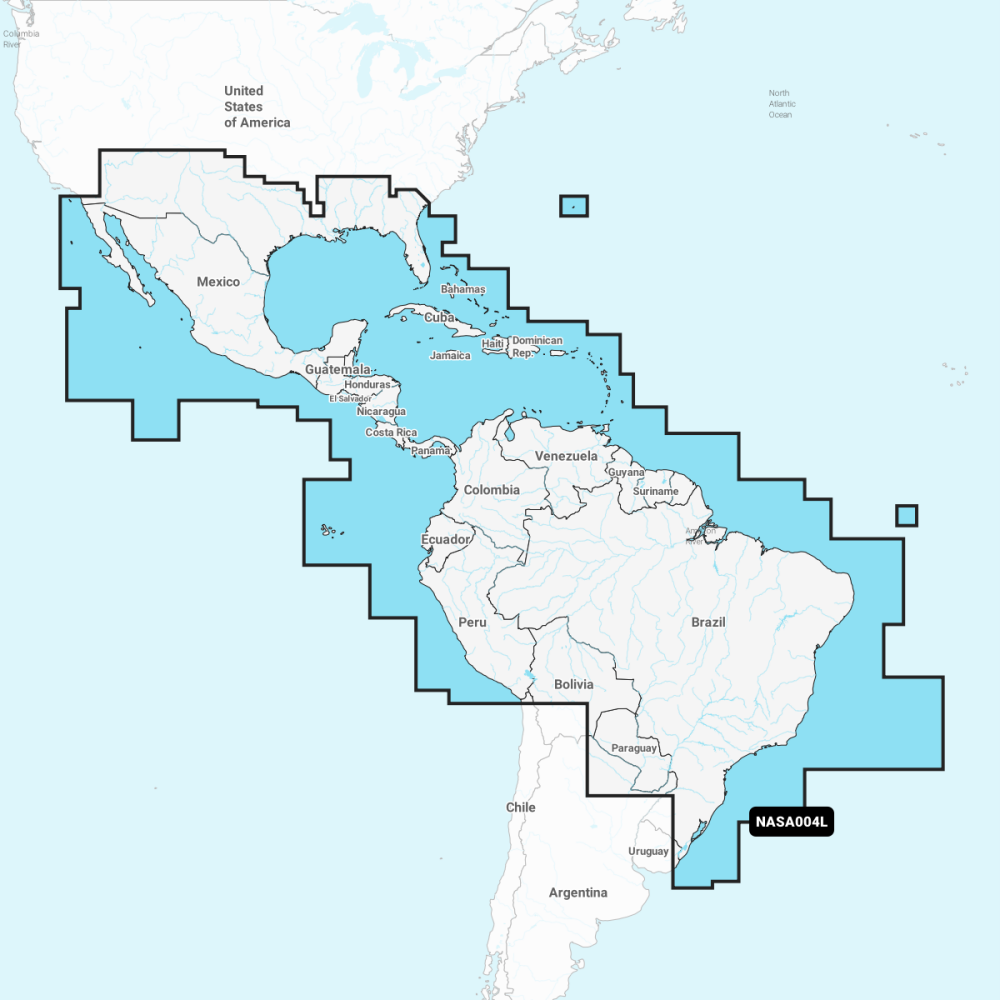 Navionics+ Large Chart: SA004L -  Mexico  Caribbean to Brazil