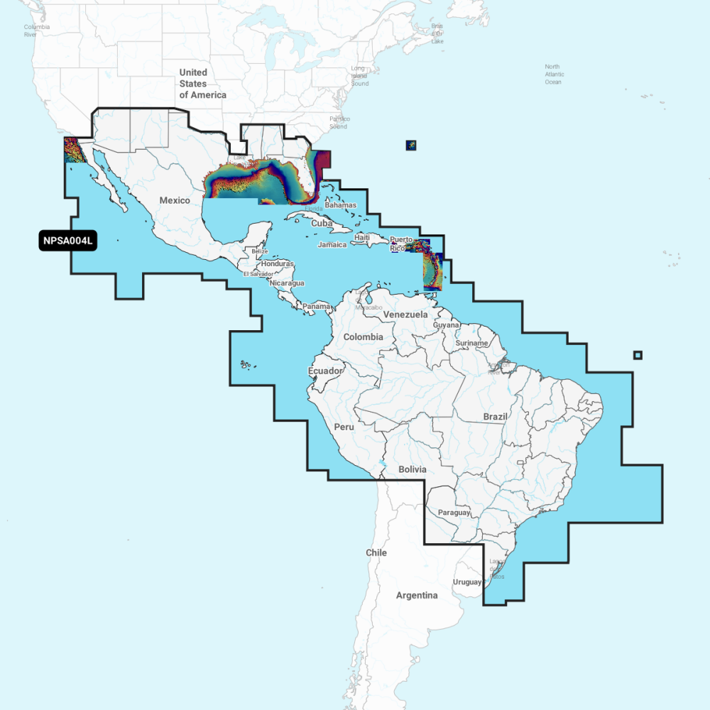 Navionics Platinum+ Large Chart: SA004L -  Mexico  Caribbean to Brazil