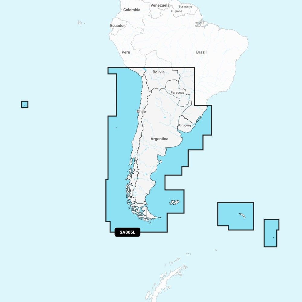Garmin Navionics + Chart: SA005L - Chile  Argentina & Easter Isl